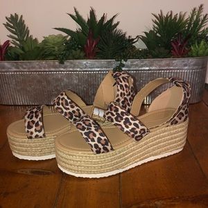 Size 7 Leopard Espadrille Platform Sandals